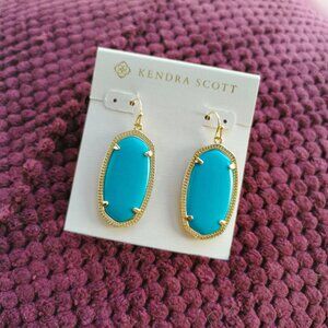 Kendra Scott Gold Turquoise Elle Earrings NEW